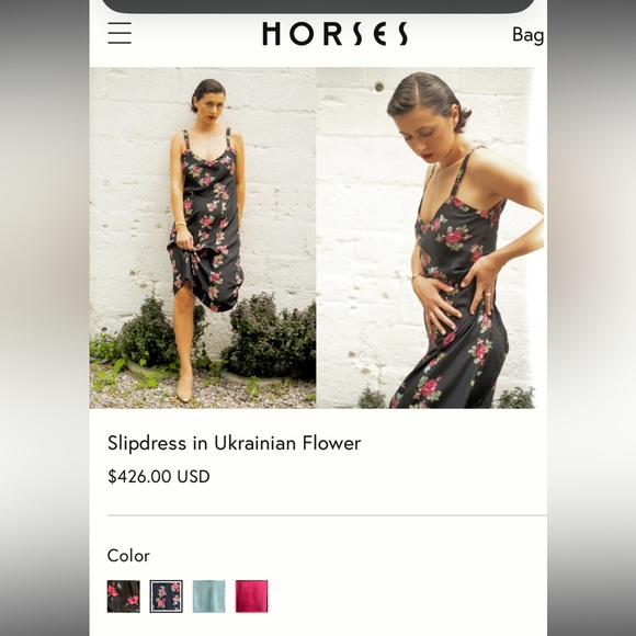 Horses Atelier Silk Slip Dress size 1 NWOT in Red Peony - Picture 6 of 6